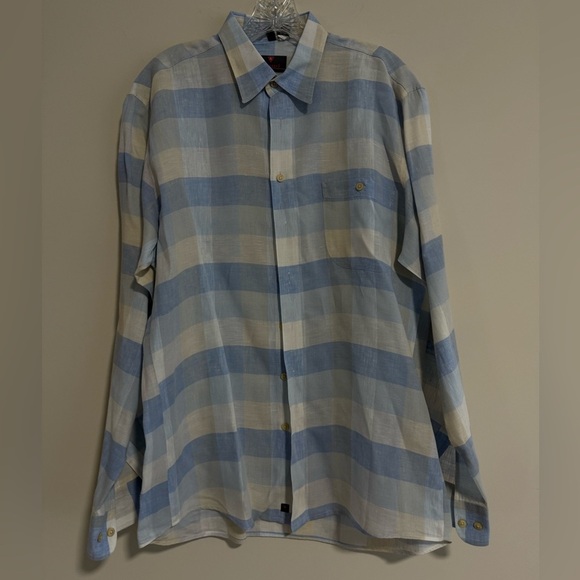 Haupt Men’s Blue Plaid Button Down Shirt. Pristine Condition. Size M